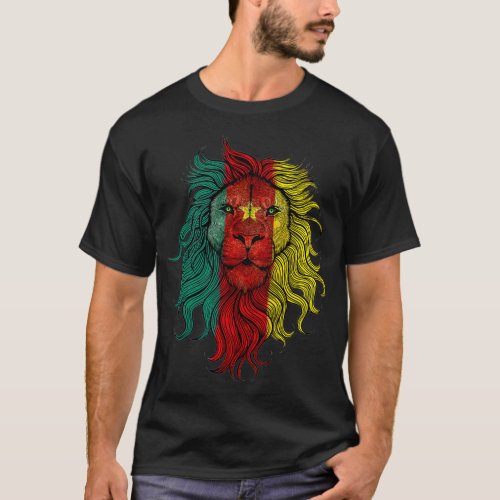 Funny Lion Cameroon flag  Cameroonian Lion  T_Shirt