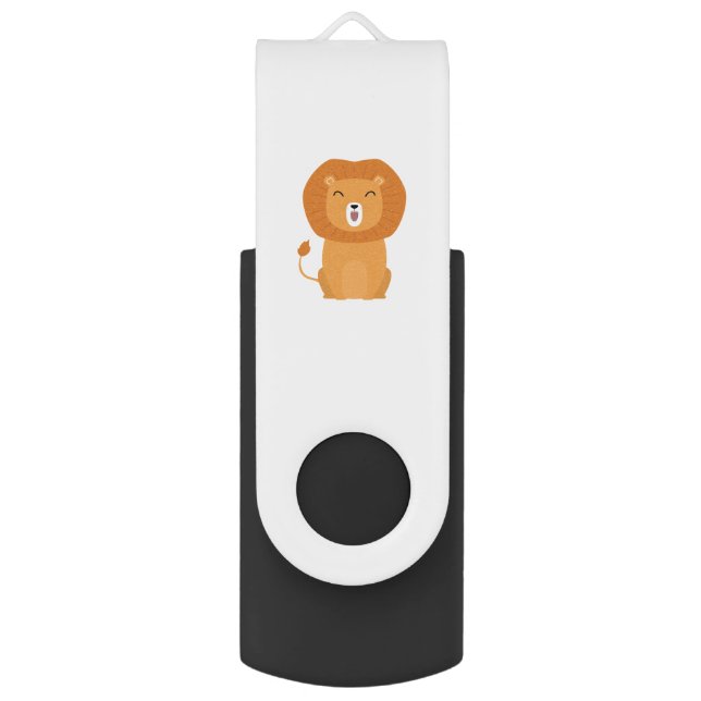 Funny lion cartoon  flash drive (Back (Vertical))