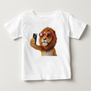 Funny Lion Character with Heart Sunglasses and Cra Baby T-Shirt