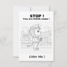 Funny LION Coloring Maze Classroom Valentine Card