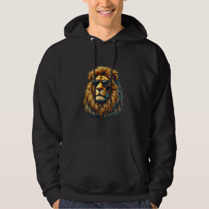 Funny Lion Cool Animal Lover Graphic Art Cat King Hoodie