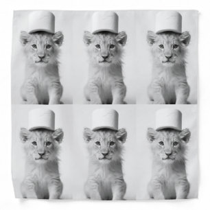 Funny Lion Cub Wearing Toilet Paper Hat Minimalist Bandana