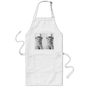 Funny Lion Cub Wearing Toilet Paper Hat Minimalist Long Apron