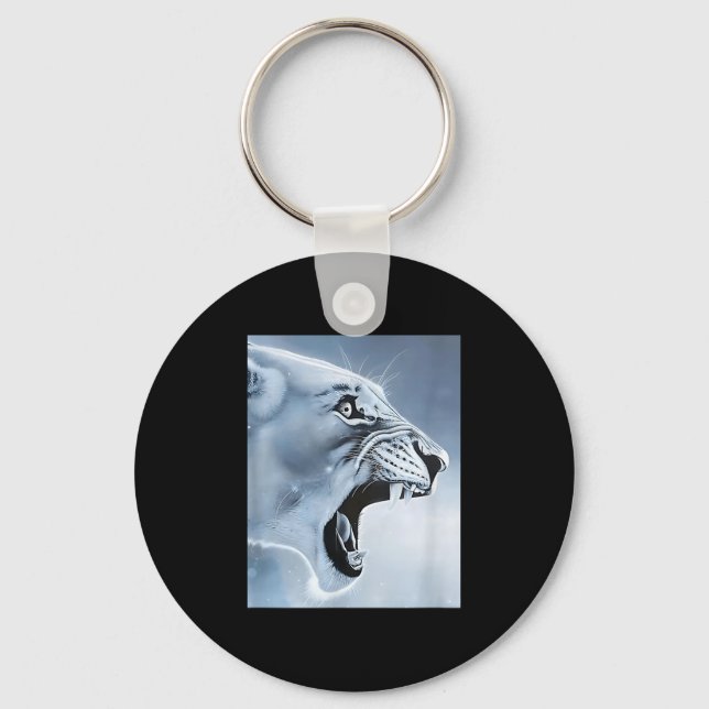 Funny Lion Monkey Meme Ragebait Meme Brainrot Gen  Keychain (Front)