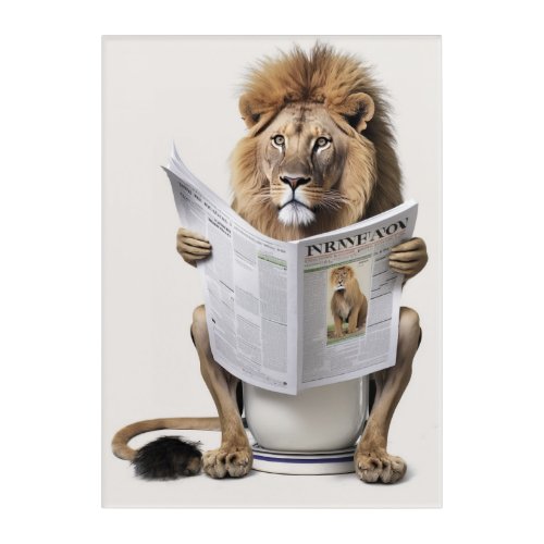 Funny Lion on Bathroom Toilet Wildlife Animals  Acrylic Print