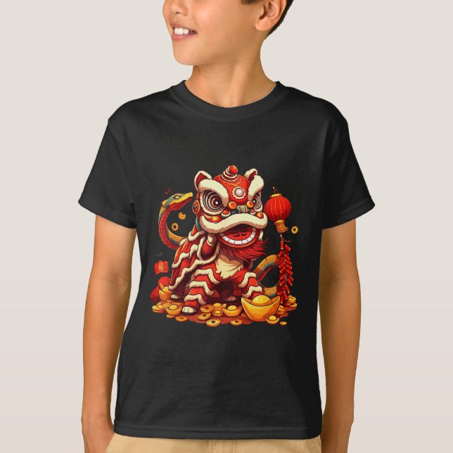 Funny Lion Snake Chinese New Year 2025 Womens Mens T-Shirt (Front)
