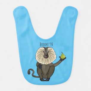 Funny lion tailed macaque monkey cartoon baby bib