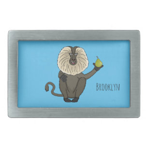 Funny lion tailed macaque monkey cartoon belt buckle
