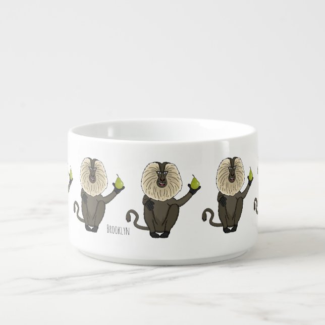 Funny lion tailed macaque monkey cartoon bowl (Center)