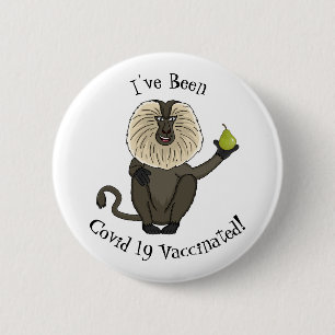 Funny lion tailed macaque monkey cartoon button