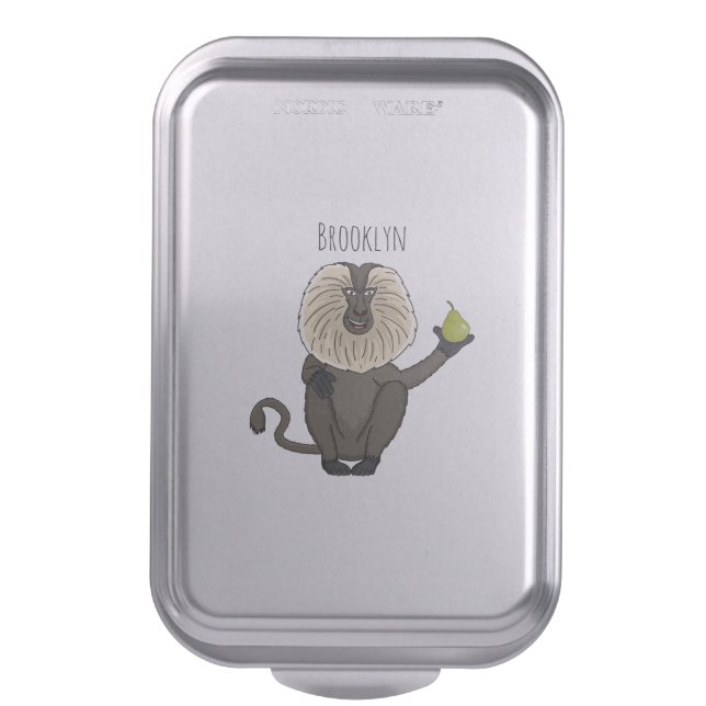 Funny lion tailed macaque monkey cartoon cake pan (Front Vertical)