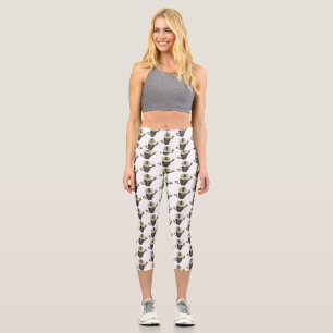 Funny lion tailed macaque monkey cartoon  capri leggings