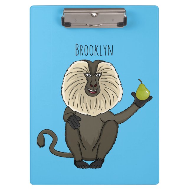 Funny lion tailed macaque monkey cartoon clipboard (Front)