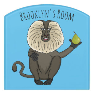 Funny lion tailed macaque monkey cartoon door sign