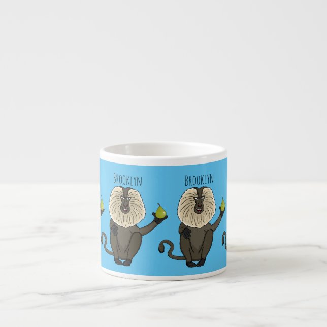 Funny lion tailed macaque monkey cartoon espresso cup (Front)