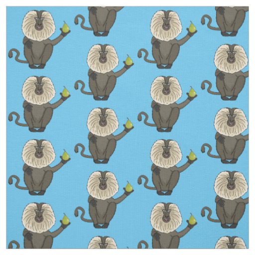 Funny lion tailed macaque monkey cartoon fabric
