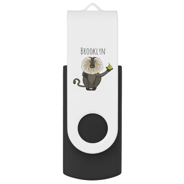Funny lion tailed macaque monkey cartoon flash drive (Front Vertical)