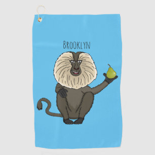 Funny lion tailed macaque monkey cartoon golf towel