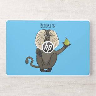 Funny lion tailed macaque monkey cartoon HP laptop skin