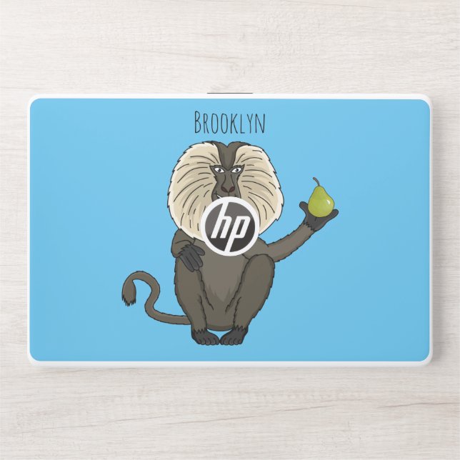 Funny lion tailed macaque monkey cartoon HP laptop skin (Front)
