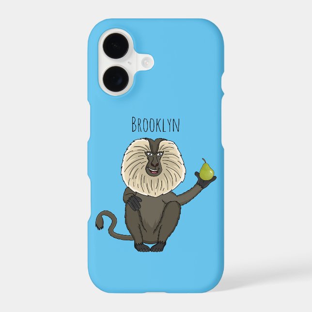 Funny lion tailed macaque monkey cartoon iphone case (Back)