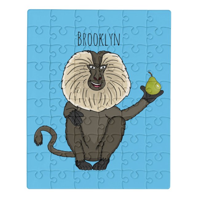 Funny lion tailed macaque monkey cartoon jigsaw puzzle (Puzzle Vertical)