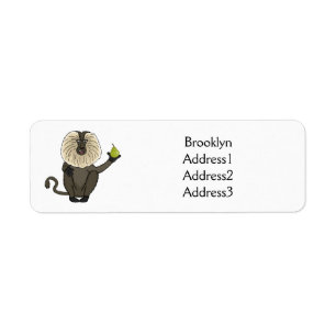 Funny lion tailed macaque monkey cartoon label