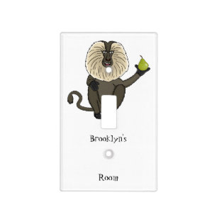 Funny lion tailed macaque monkey cartoon light switch cover