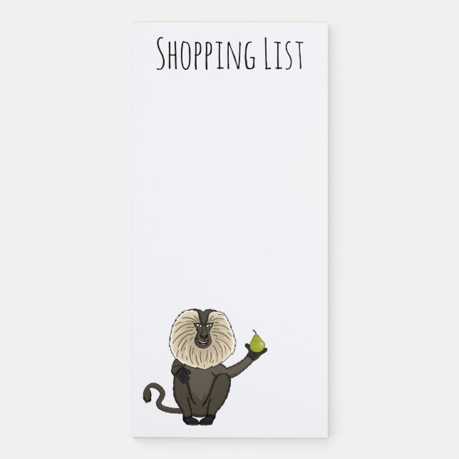 Funny lion tailed macaque monkey cartoon magnetic notepad (Front)