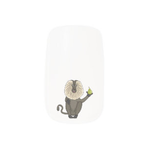 Funny lion tailed macaque monkey cartoon minx nail art