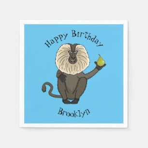 Funny lion tailed macaque monkey cartoon napkins