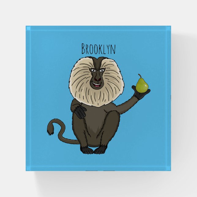 Funny lion tailed macaque monkey cartoon paperweight (Front)