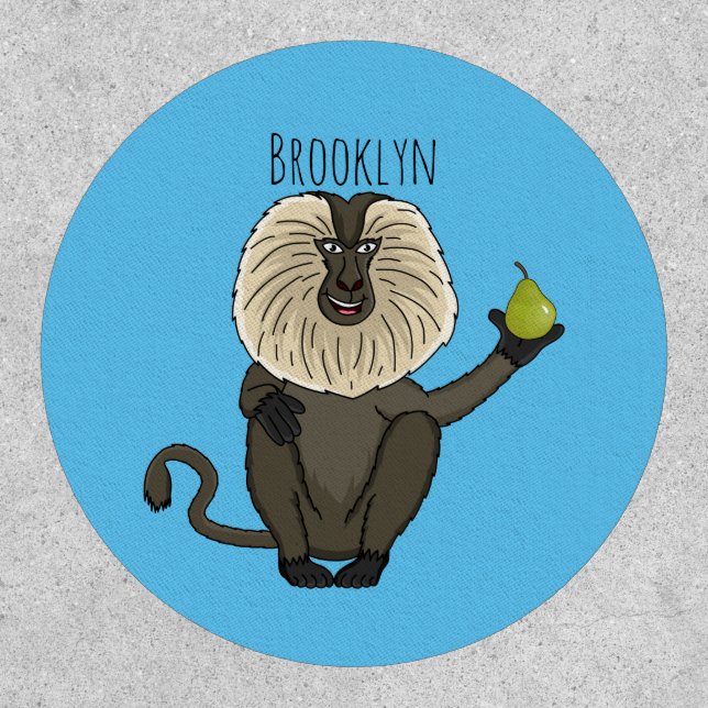 Funny lion tailed macaque monkey cartoon patch (Front)