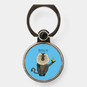 Funny lion tailed macaque monkey cartoon phone ring stand