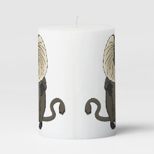 Funny lion tailed macaque monkey cartoon pillar candle