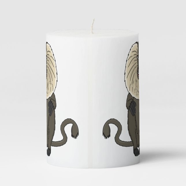 Funny lion tailed macaque monkey cartoon pillar candle (Back)