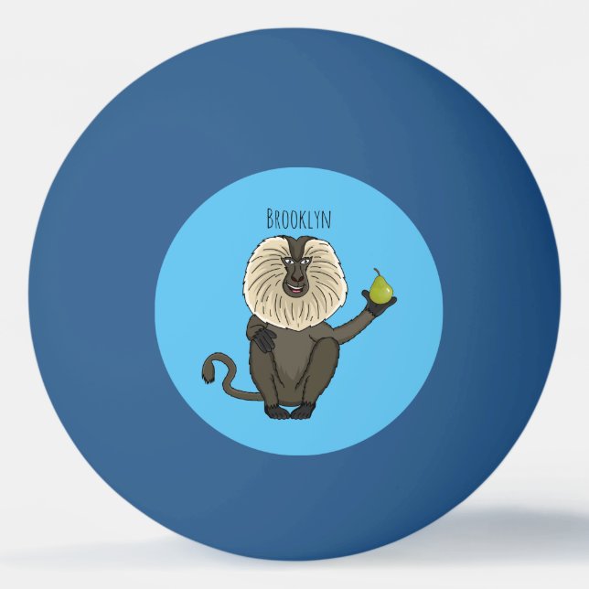 Funny lion tailed macaque monkey cartoon ping pong ball (Front)