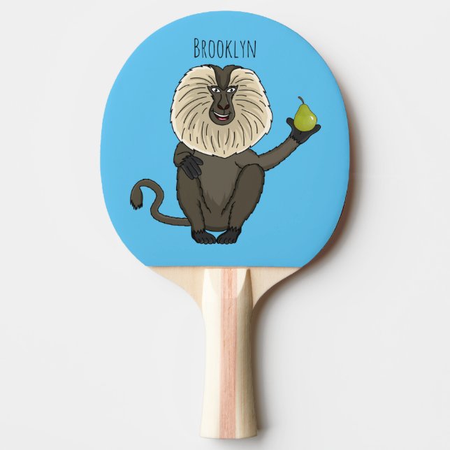 Funny lion tailed macaque monkey cartoon ping pong paddle (Front)
