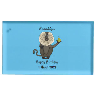 Funny lion tailed macaque monkey cartoon place card holder