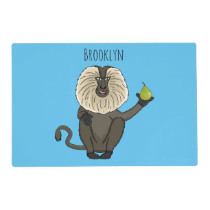 Funny lion tailed macaque monkey cartoon placemat