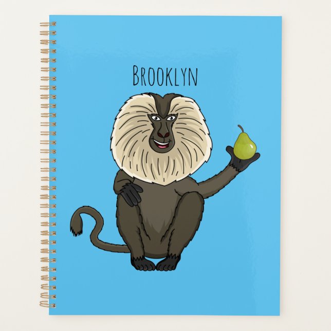 Funny lion tailed macaque monkey cartoon planner (Front)