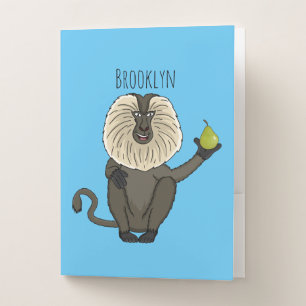 Funny lion tailed macaque monkey cartoon pocket folder
