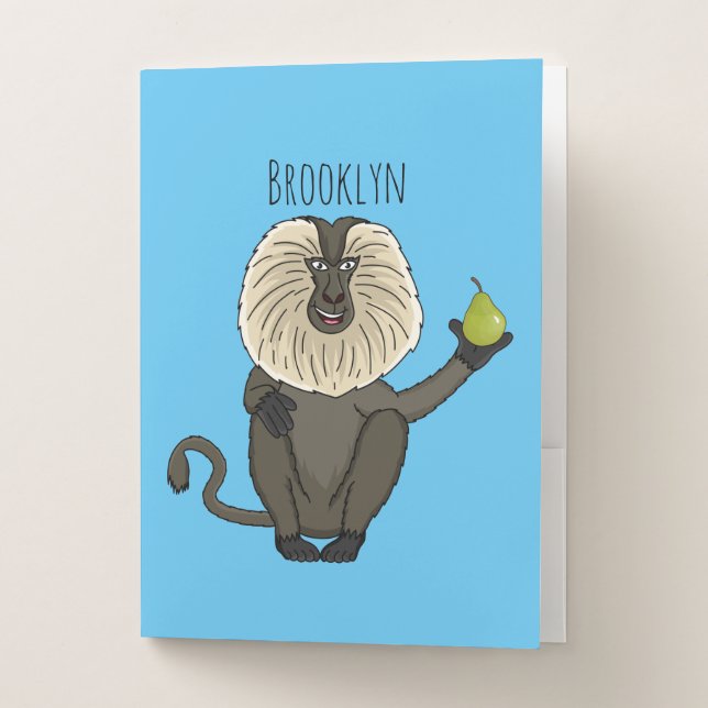 Funny lion tailed macaque monkey cartoon  pocket folder (Front)