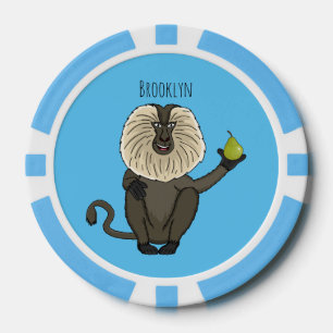 Funny lion tailed macaque monkey cartoon poker chips