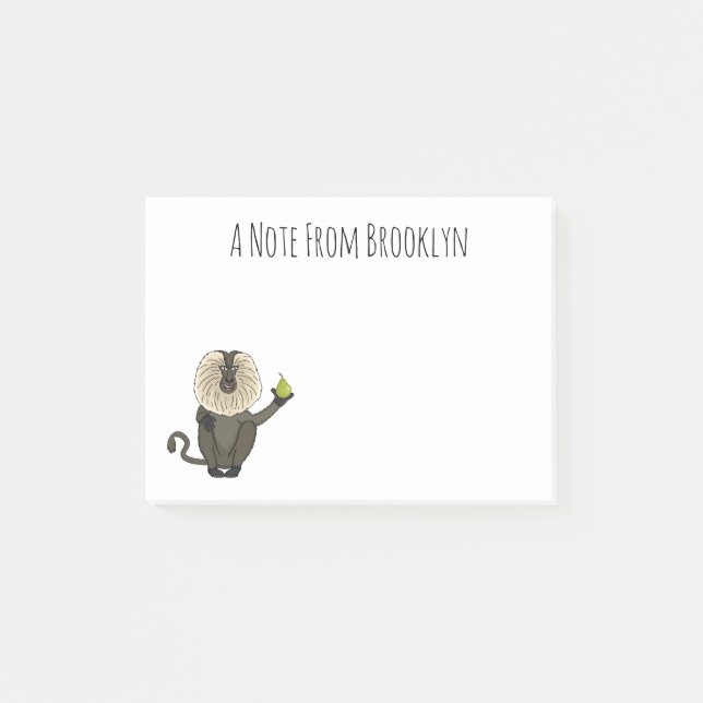 Funny lion tailed macaque monkey cartoon post-it notes (Front)