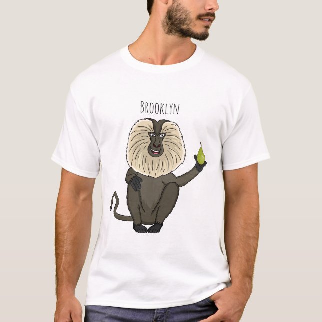 Funny lion tailed macaque monkey cartoon T-Shirt (Front)
