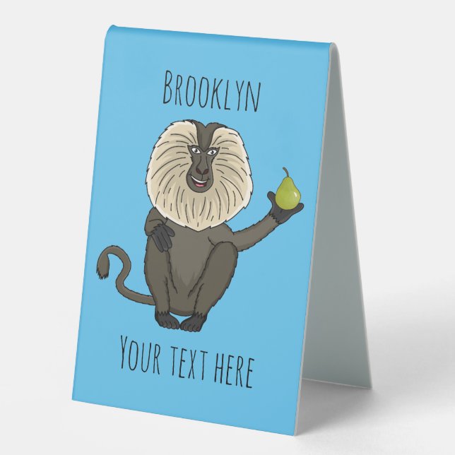 Funny lion tailed macaque monkey cartoon  table tent (Front)