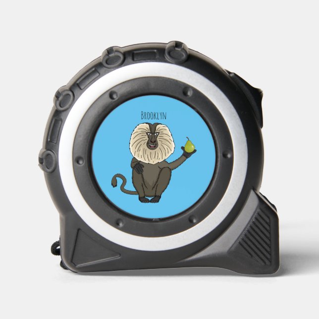 Funny lion tailed macaque monkey cartoon tape measure (Front)