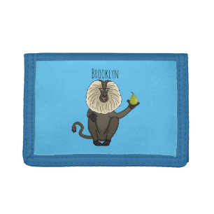 Funny lion tailed macaque monkey cartoon tri-fold wallet