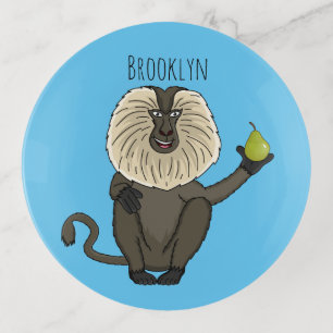 Funny lion tailed macaque monkey cartoon trinket tray